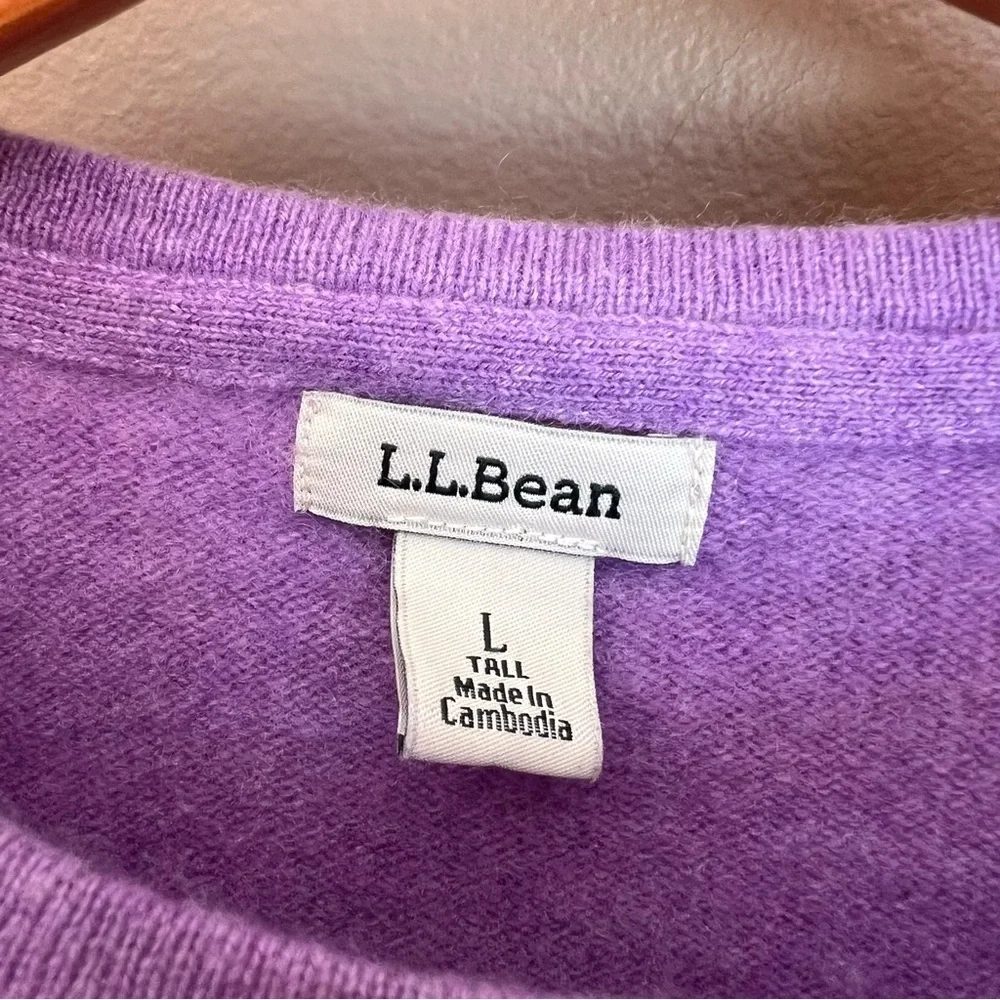 LL Bean Purple Cashmere Crewneck Sweater - Picture 3 of 4